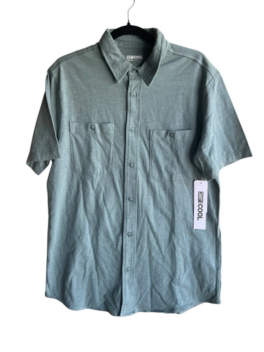 Men’s 32 Degrees Cool Trail Mist Button Up Short Sleeve Shirt Size Small New